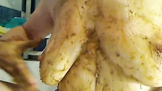 Amateur woman masturbating with anal beads