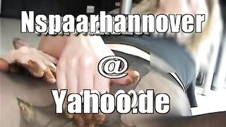 Licking poop from a hairy mistress