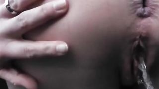 Chubby woman pooping a big one in close up