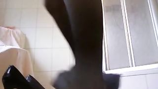 Nasty teacher pooping on her black high heels