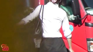 Street enema with dirty secretary