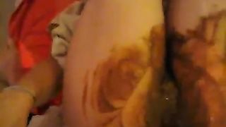 Smearing shit on her pussy during anal sex