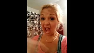 Blonde housewife pooping a lot in her white panties