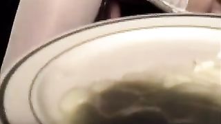 Amateur blonde MILF farting cake