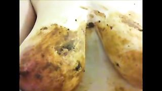 Hairy woman fucking hard with fresh scat