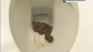 Beautiful Brazilian babe shitting over a toilet