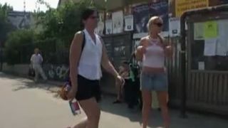 Blonde Czech girl peeing in public
