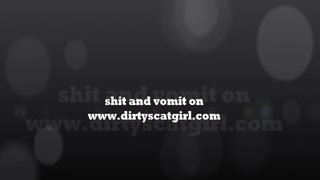 Brunette mature woman puking after smearing shit