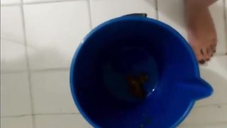 Sweet cam girl eating a tiny piece of poop