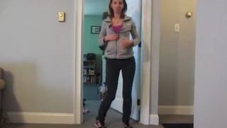 Slim college girl undressed to poop on bedroom floor