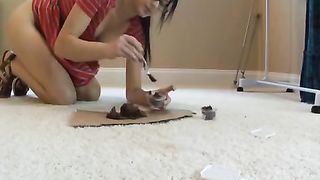 Hot brunette teen prepared dinner for slaves