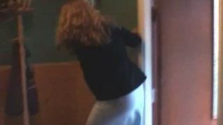 Drunk teen peeing through her grey undies