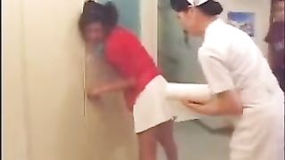 Sweet Japanese nurse pooping in panties in a hospital