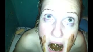 Blonde teen gagging while fucking real dirty cock