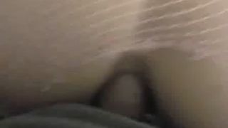 Tattooed girl fucked through pink pantyhose