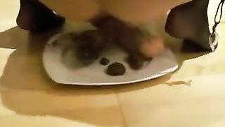 Eating fresh shit after riding a dildo
