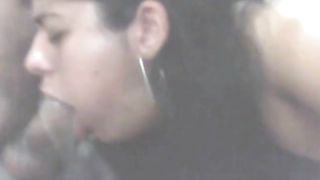 Drunk latina deepthroating long cock until she puked