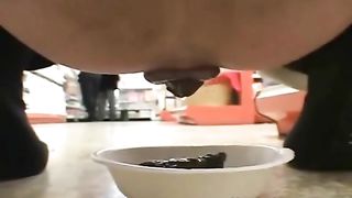 Blowjob with scat on her face inside a store