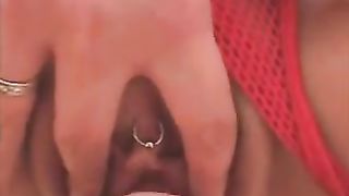 Forced to lick her shaved pussy with piss