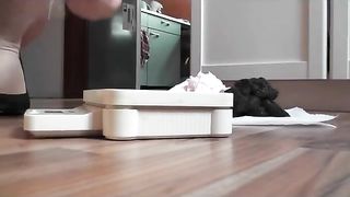 Beautiful brunette teen dropped a big pile of shit