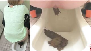 Asian brown haired teacher pooping a lot