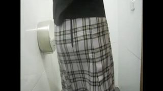 Hot blonde teacher caught pooping in public bathroom