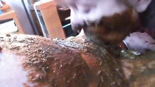 Amateur xxx wife giving scat blowjob