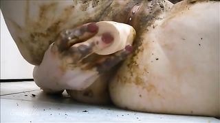 Sexy girl masturbating with dirty dildo