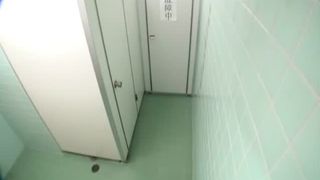 Beautiful maid pooping on bathroom floor