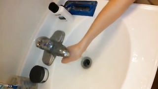 Horny college girl drinking piss after sucking cock