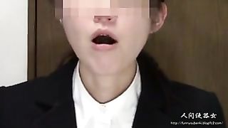 School girl eating poop in slow motion