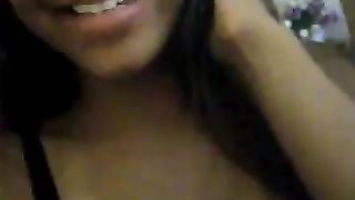 Indian college girl laughing while pooping