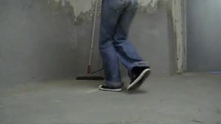 Dirty girl pooping in public in abandonded building