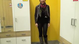 Blonde babe peeing in public