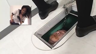 Hot Japanese pooping on her slave