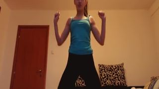 Rubbing her clit while pooping