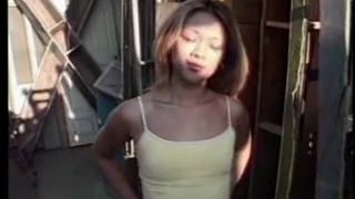 Hot Asian babe decides to pee on the ground