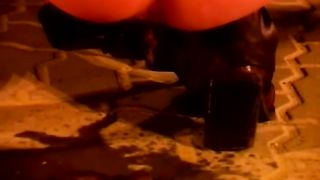 Half naked teen pooping and peeing outdoor