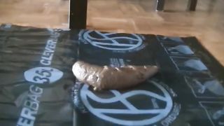 Blonde german babe spreading butt cheeks