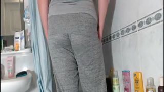 Skinny college teen smearing poop on her body