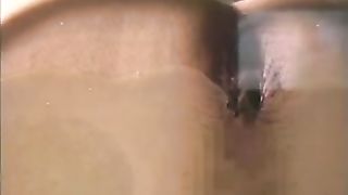 Hot Asian teen shitting on glass table