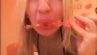 Beautiful blonde slut fingering her asshole