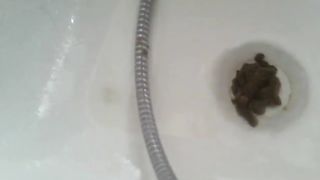 Busty naked granny smearing shit