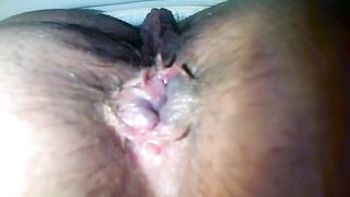 Close up of sexy wife pooping and peeing