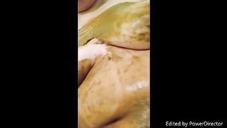 BBW babe smearing poop on her pussy