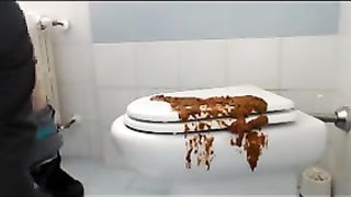 Eating poop from toilet mess