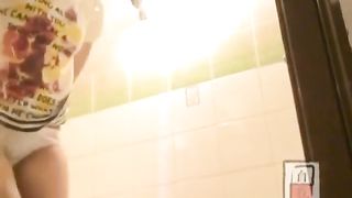 Hot Japanese pooping on a glass