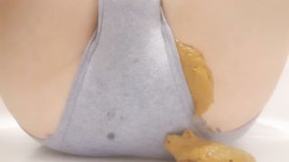 Sexy teen filled panties with poop