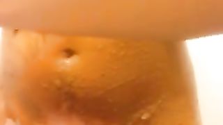 Hairy teen smearing poop
