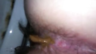 Wife shitting on the toilet wet and nasty poop